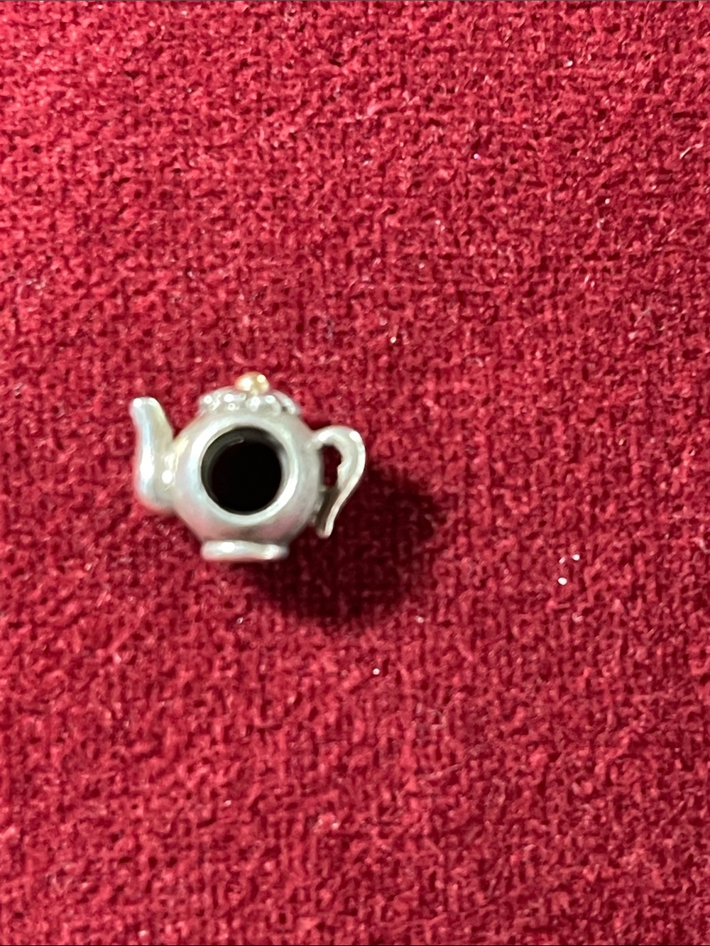 Pandora Sterling Silver Teapot Charm with 14k Yellow Gold Accent Bead - Picture 2 of 2